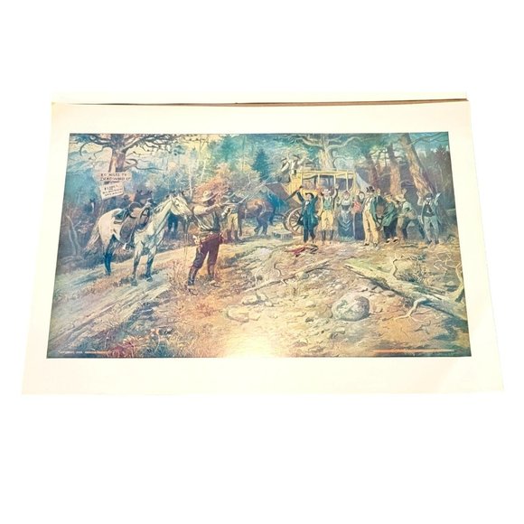 Charles M. Russell Art Prints The Hold Up + Smoke of a 45 Vintage Western LI511 - Picture 3 of 9